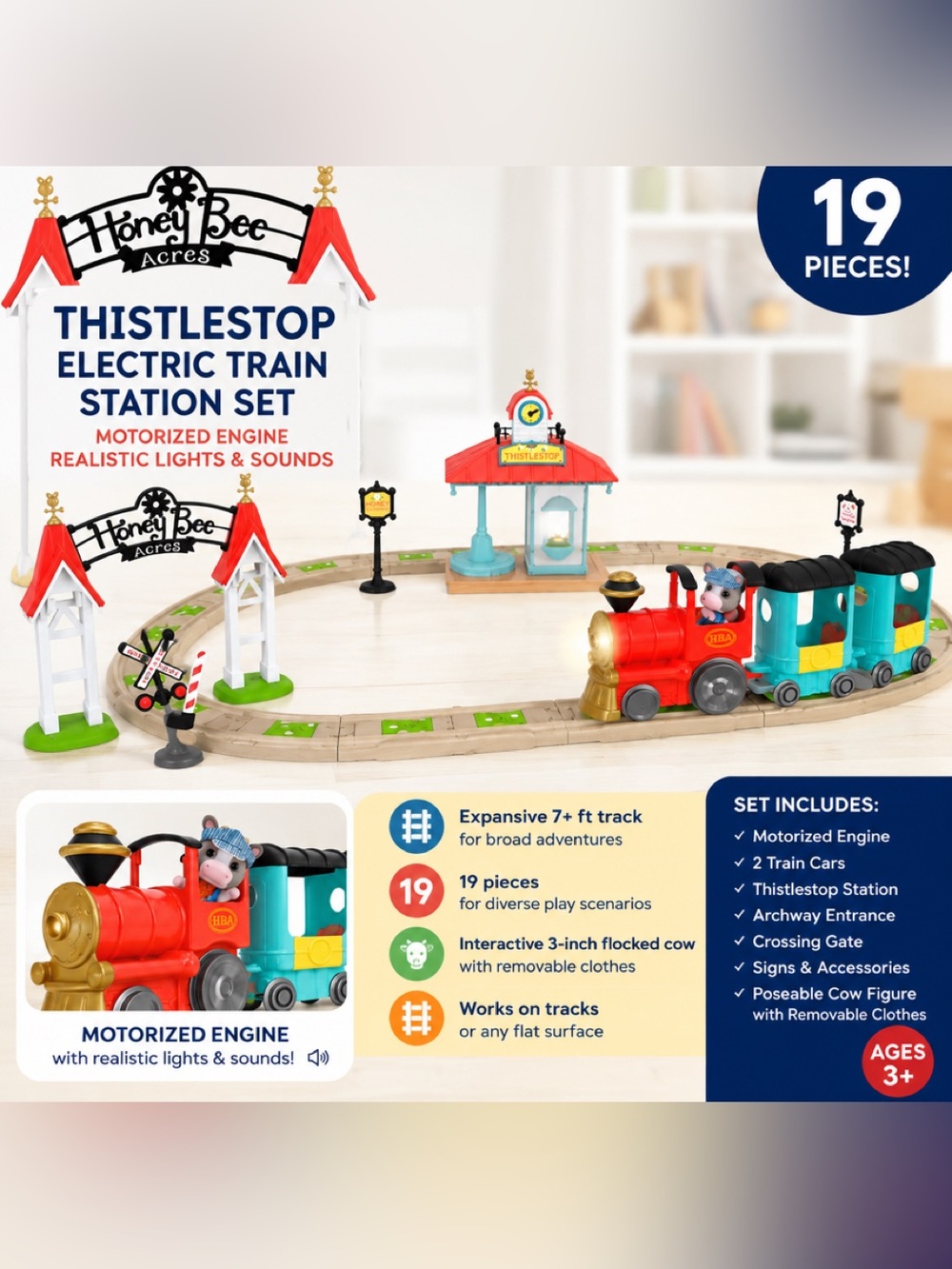 NIB Honey Bee Acres Thistlestop Electric Train Set
